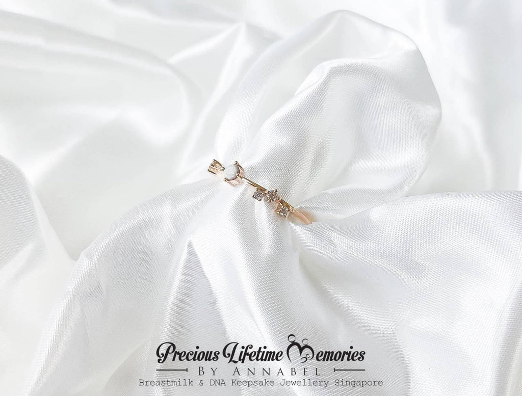 18K Gold Memorial Ash Modern Dainty Stacking Ring