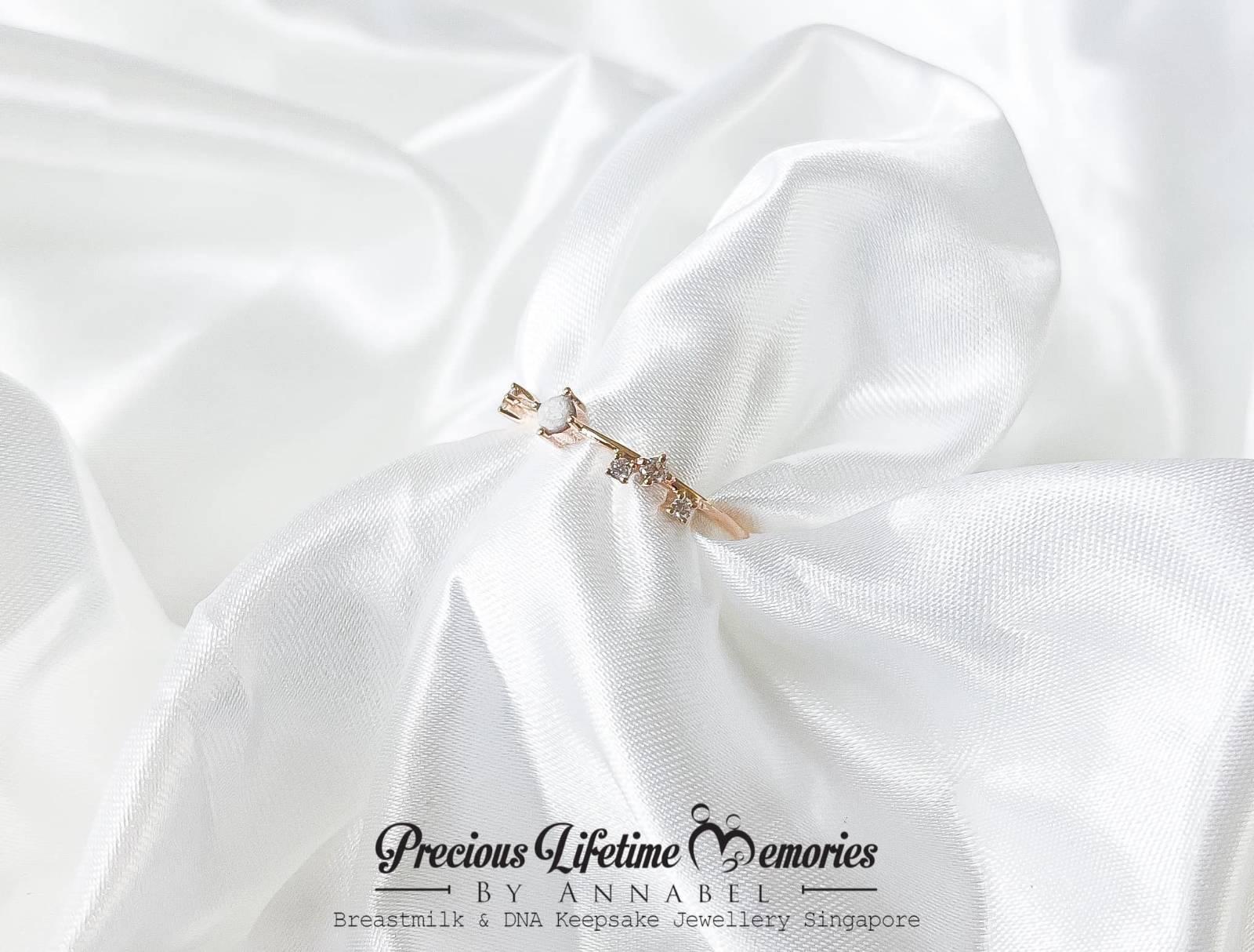18K Gold Memorial Ash Modern Dainty Stacking Ring