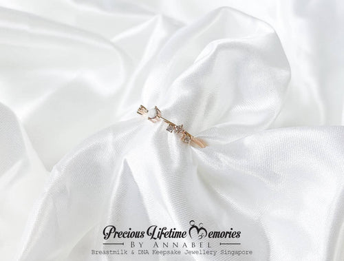 18K Gold Memorial Ash Modern Dainty Stacking Ring