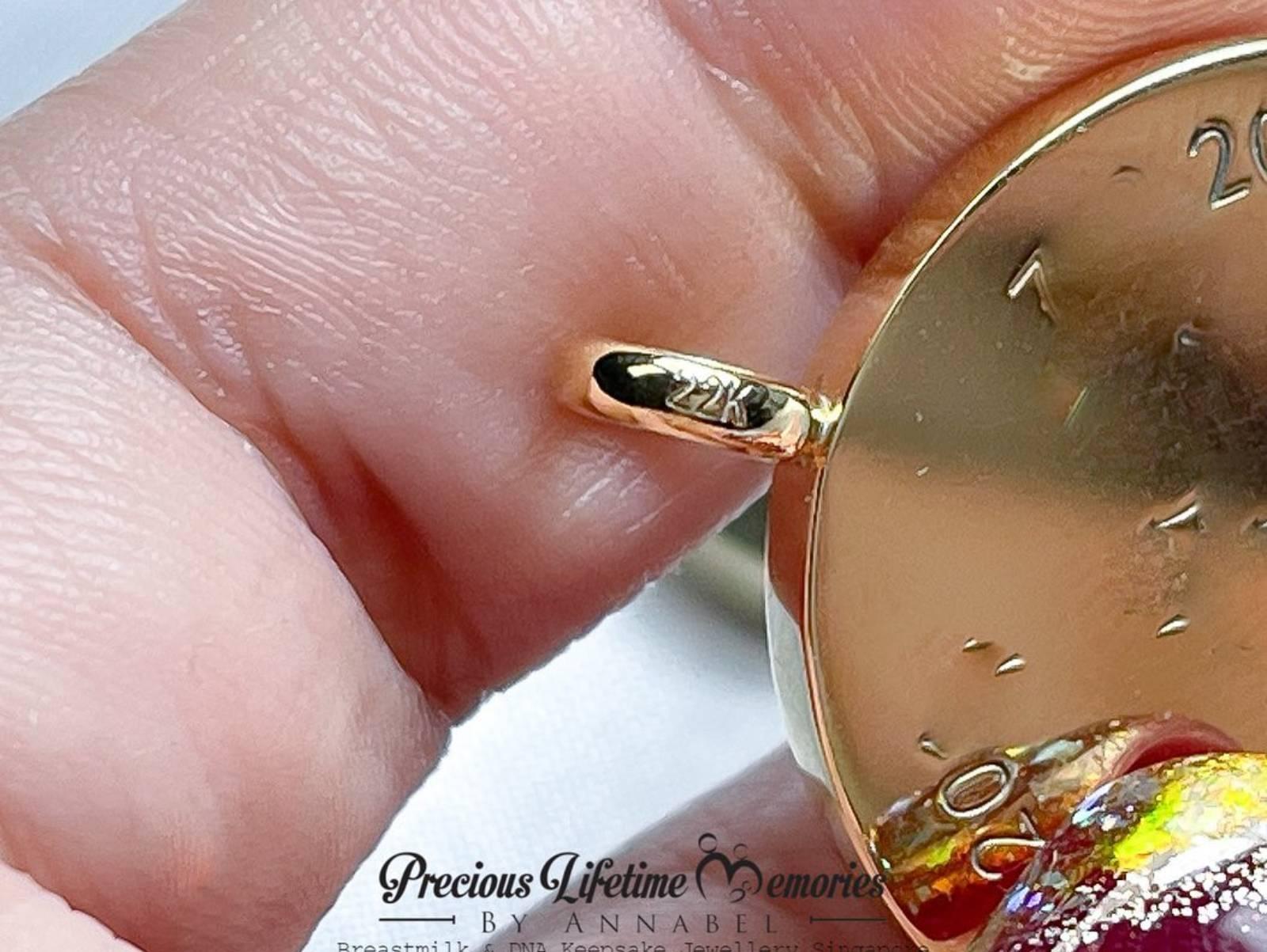 18K Gold Cremation Ashes Big Feet Gems Pendant (25mm)