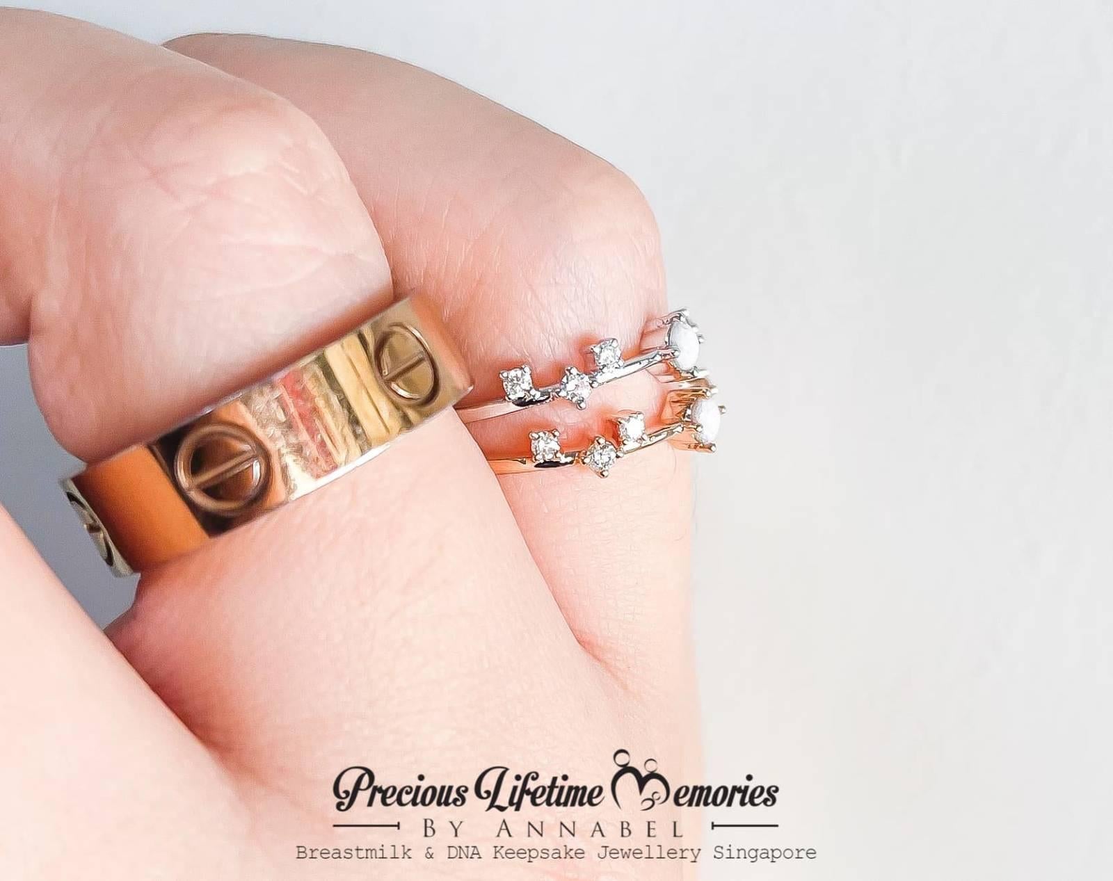 18K Gold Memorial Ash Modern Dainty Stacking Ring