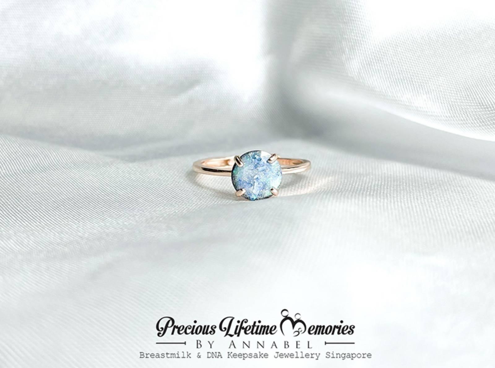 18K Gold Classic Big Round PM Flakes Breastmilk Ring