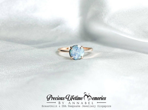 18K Gold Classic Big Round PM Flakes Breastmilk Ring