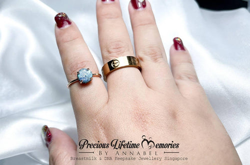 18K Gold Classic Big Round PM Flakes Breastmilk Ring