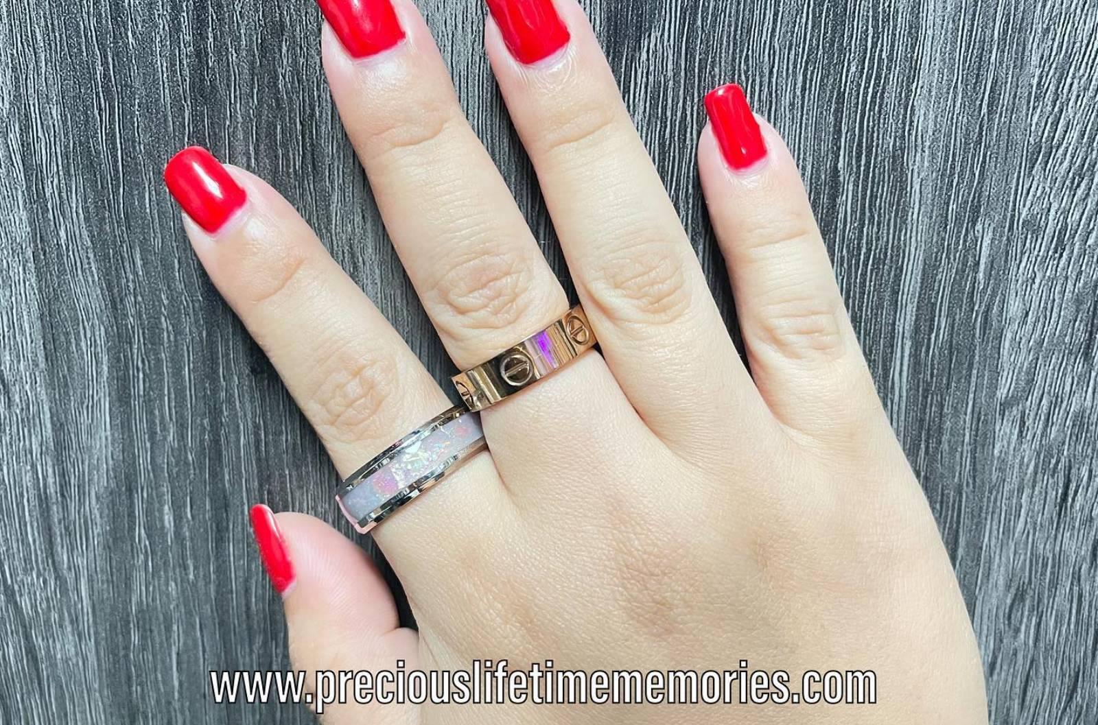 Stainless Steel Sparkling Flakes Breastmilk Ring