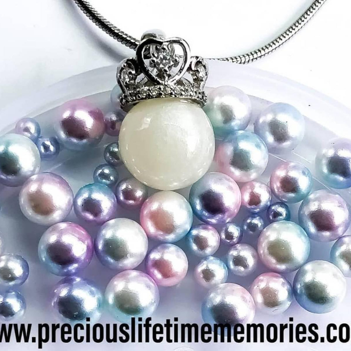 Princess Tiara Pearl Breastmilk Necklace (S925)
