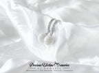 18K Gold Cremation Ashes Pearl Straight Diamonds Earring
