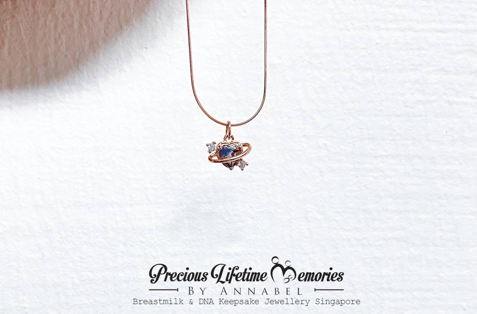 Galaxy Heart Resin Birthstone Breastmilk Necklace (S925)