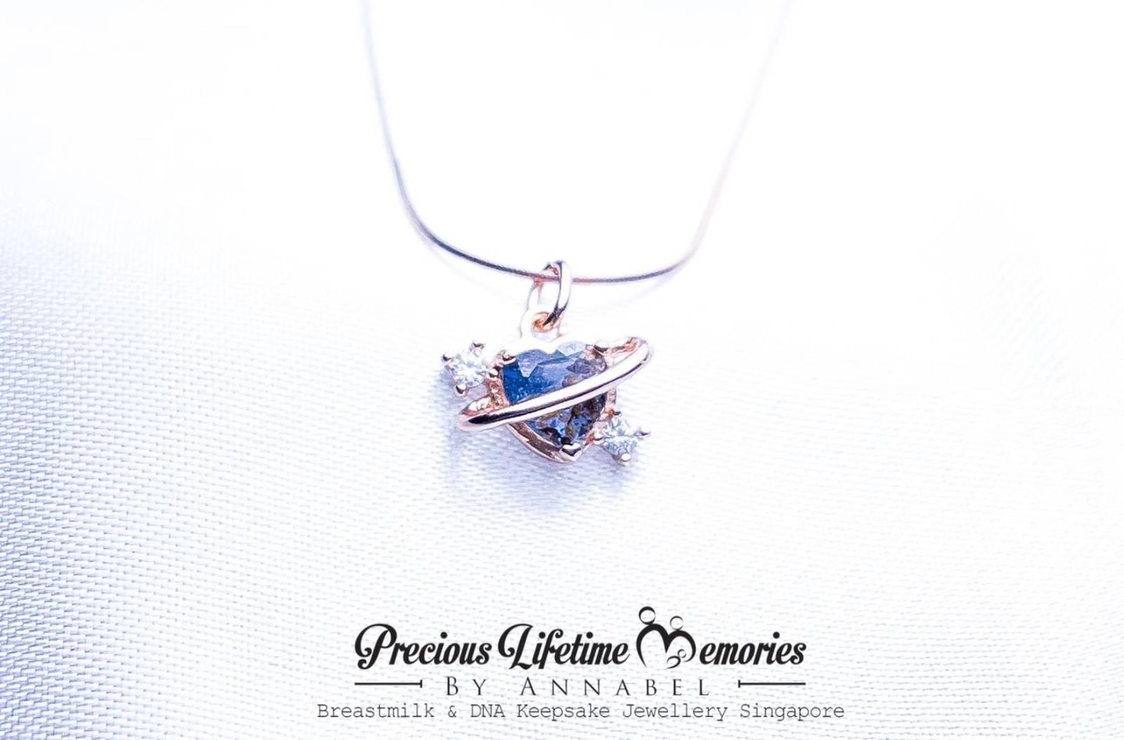 Galaxy Heart Resin Birthstone Breastmilk Necklace (S925)