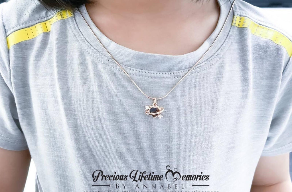 Galaxy Heart Resin Birthstone Breastmilk Necklace (S925)