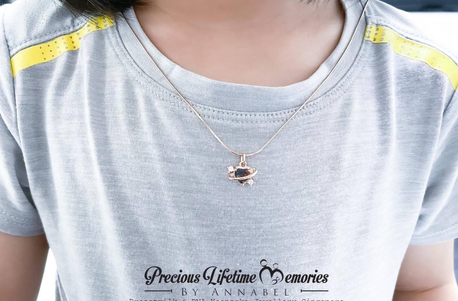 Galaxy Heart Resin Birthstone Breastmilk Necklace (S925)