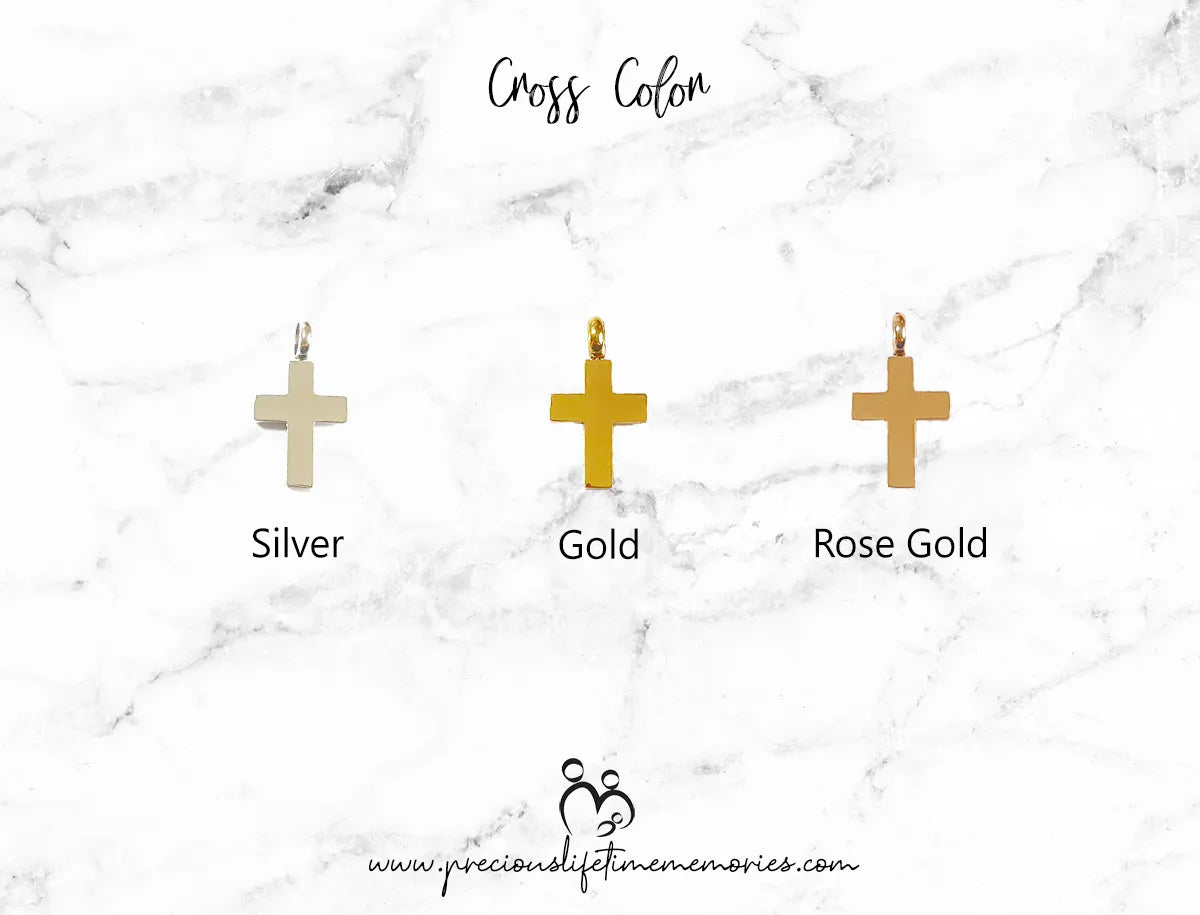 Memorial Ashes Birthstone Resin Cross Necklace