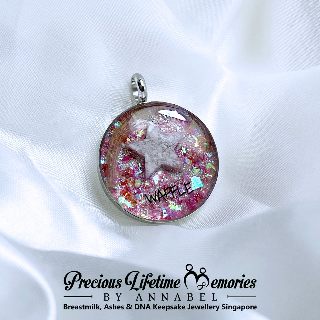 Pets Cremation Stella Ash Sparkling Flakes Necklace (25mm)