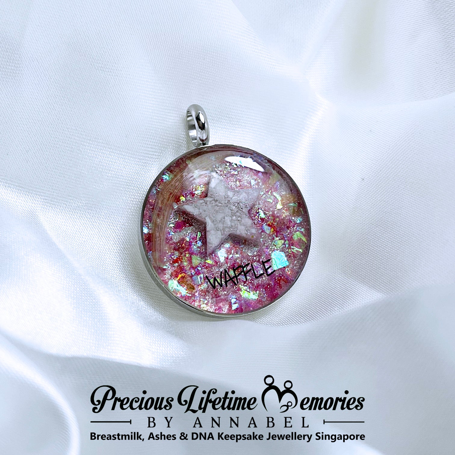 Pets Cremation Stella Ash Sparkling Flakes Necklace (25mm)
