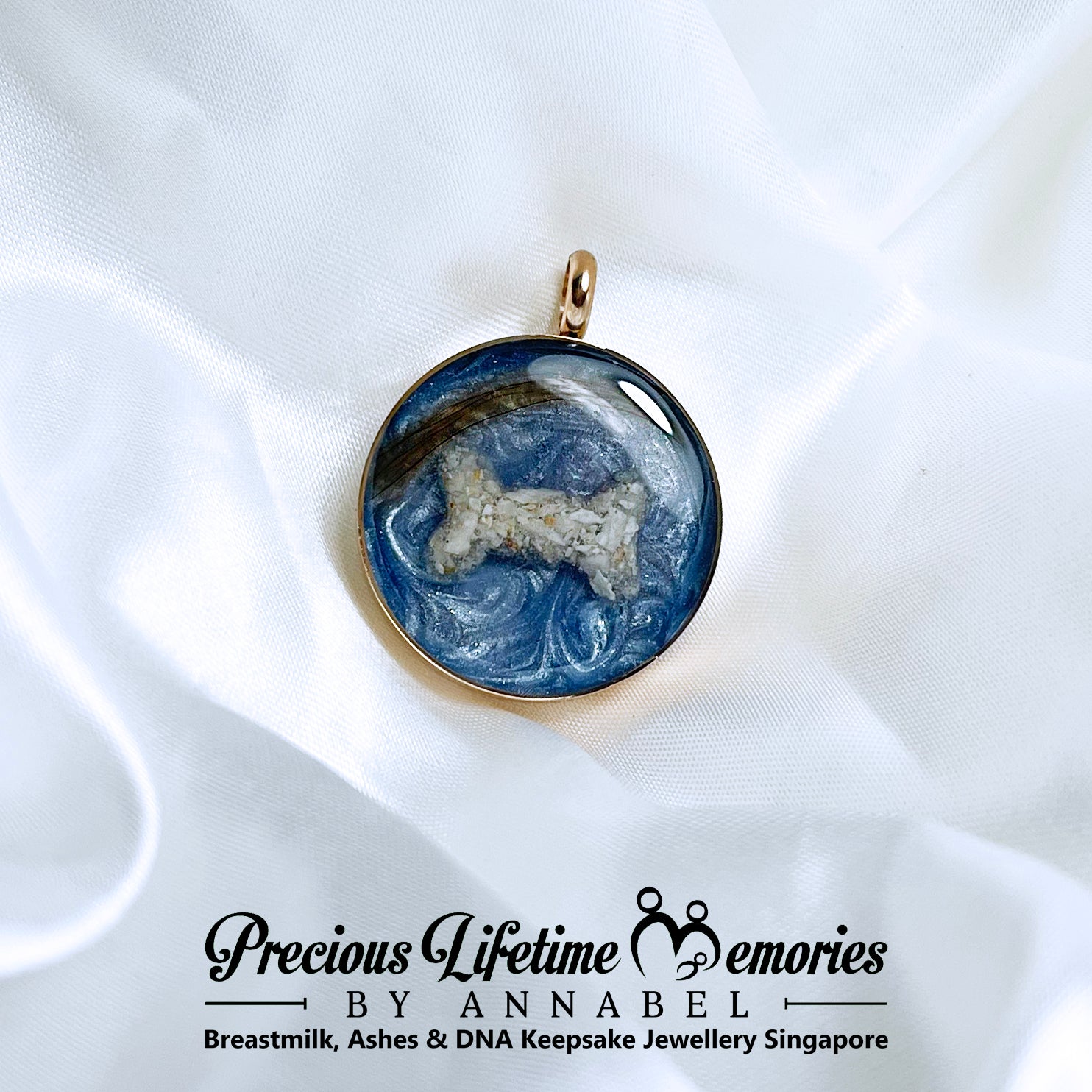 Pet Cremation Ash Bone of Love Pearl Effect Necklace (25mm)