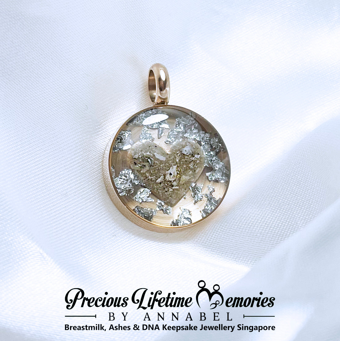Cremation Heart Ashes Foil Pendant (18mm)