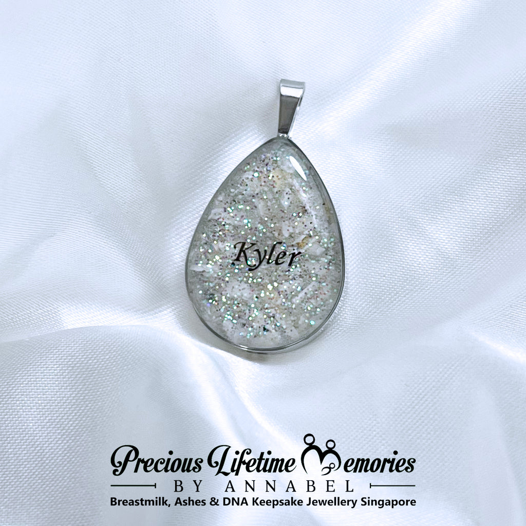 Cremation Classic Full Ashes Glitter Waterdrop Pendant (25mm)