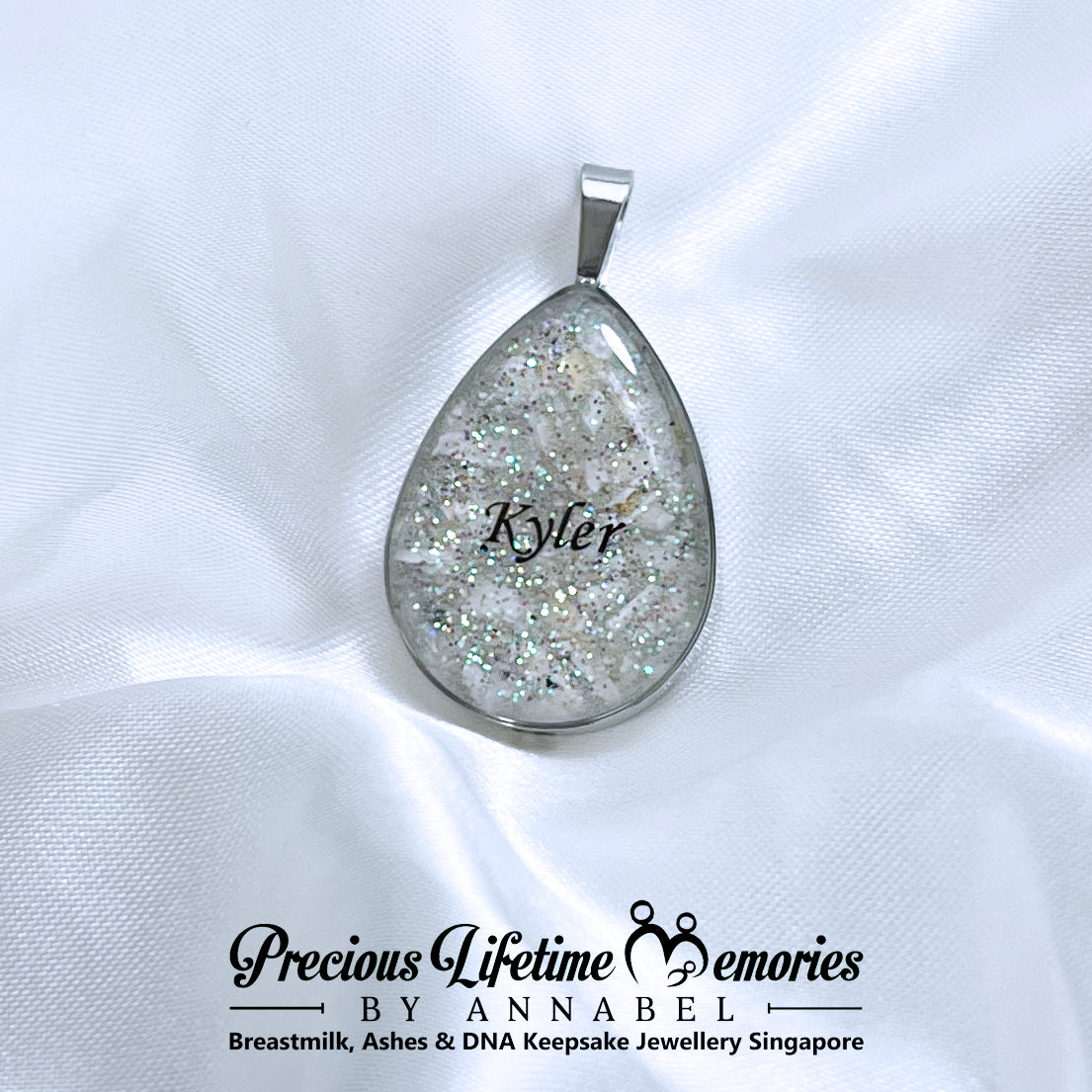Cremation Classic Full Ashes Glitter Waterdrop Pendant (25mm)
