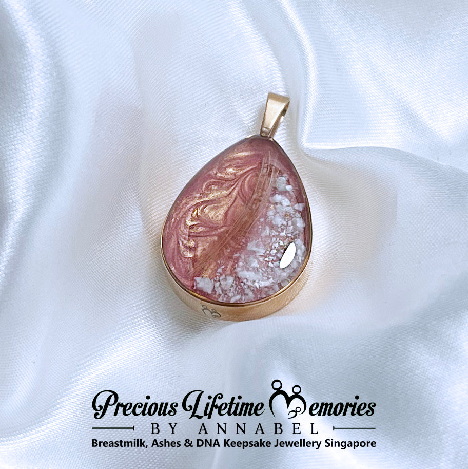 Cremation Bone Fragment Ash Pearl Effect Waterdrop Pendant