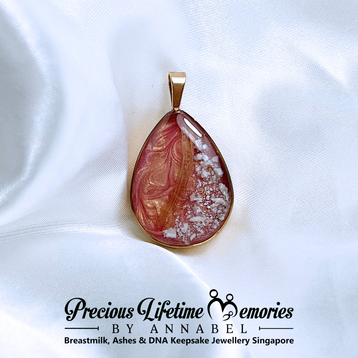 Cremation Bone Fragment Ash Pearl Effect Waterdrop Pendant