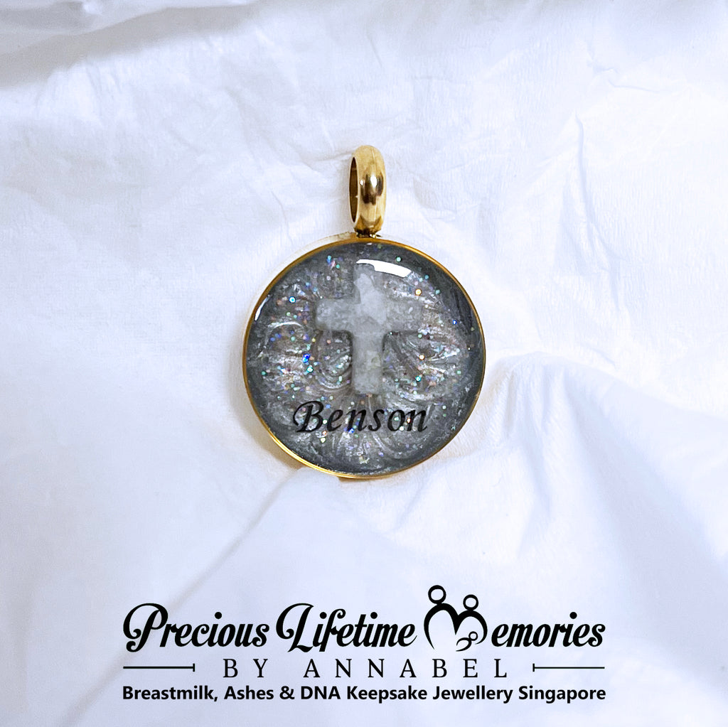 Cremation Petite Cross of Hope Pearl Effect Necklace (18mm)