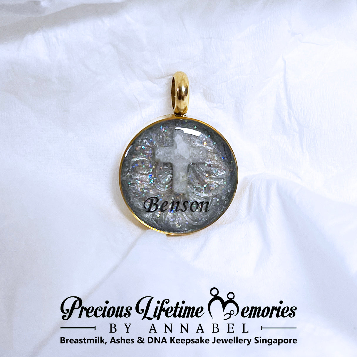 Cremation Petite Cross of Hope Pearl Effect Necklace (18mm)