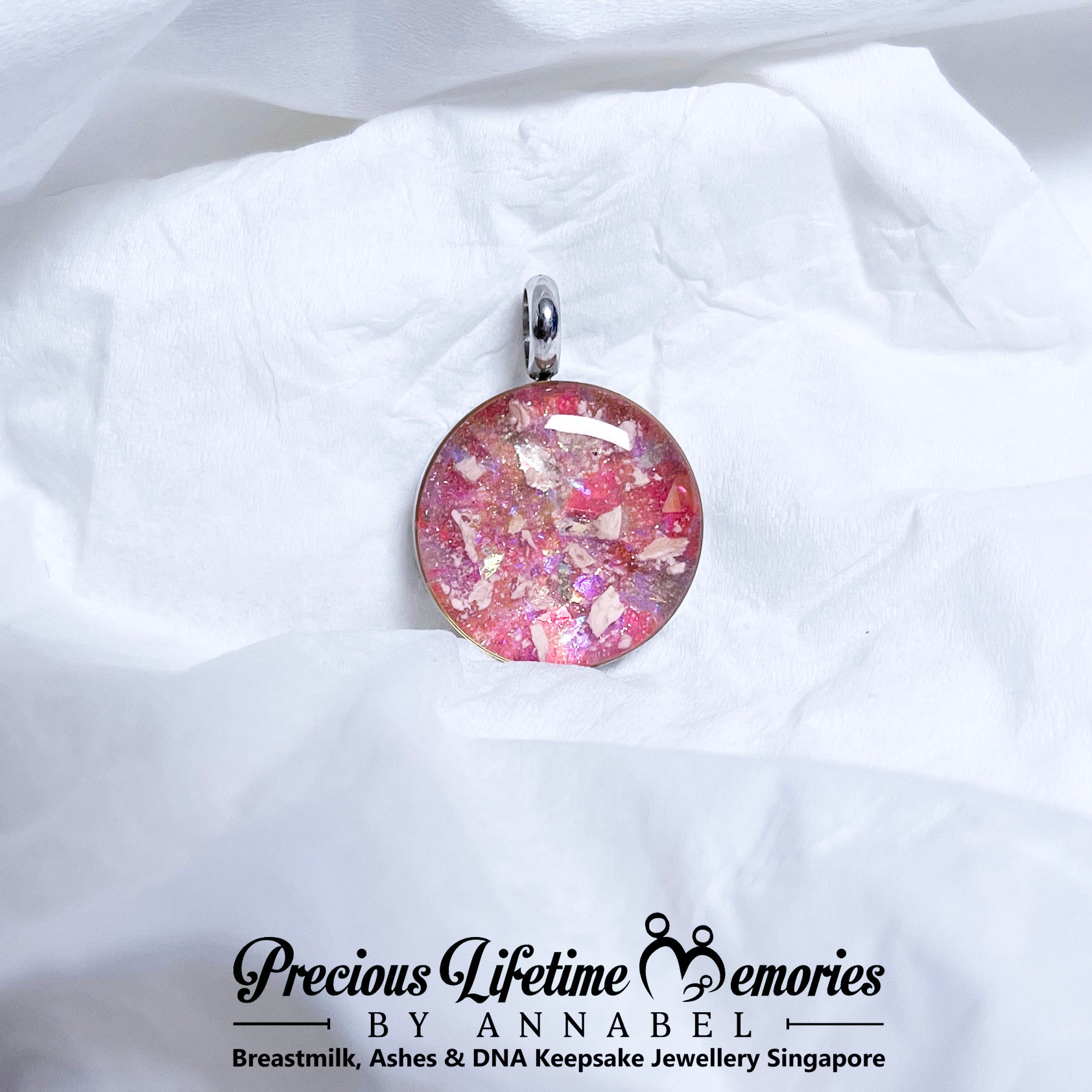 Cremation Ash Sparkling Flakes Pendant (18mm)
