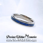 Cremation Ashes Black Blue Galaxy Ring
