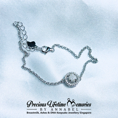 18K Gold Cremation Ash Holo Solitaire Bracelet