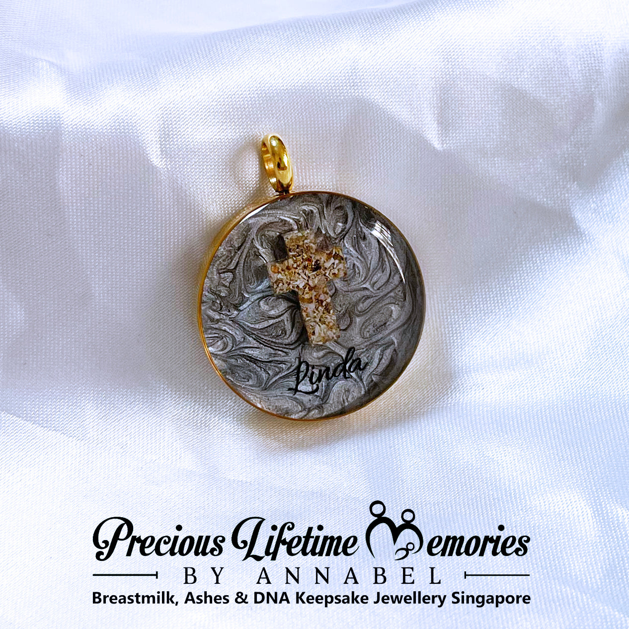 Cremation Thick Cross Pearl Effect Ashes (25mm)
