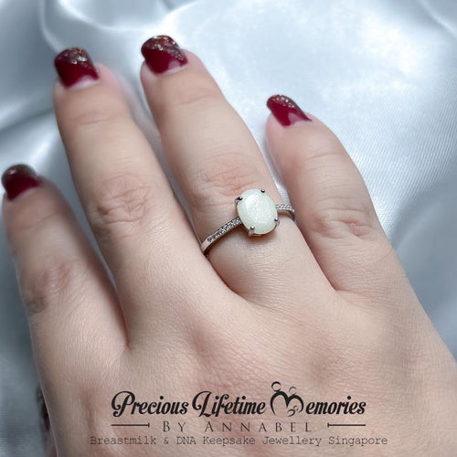 18K Gold Elegant Oval Breastmilk Ring
