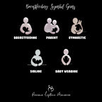 Set of breastfeeding symbol gems with labels on a black background