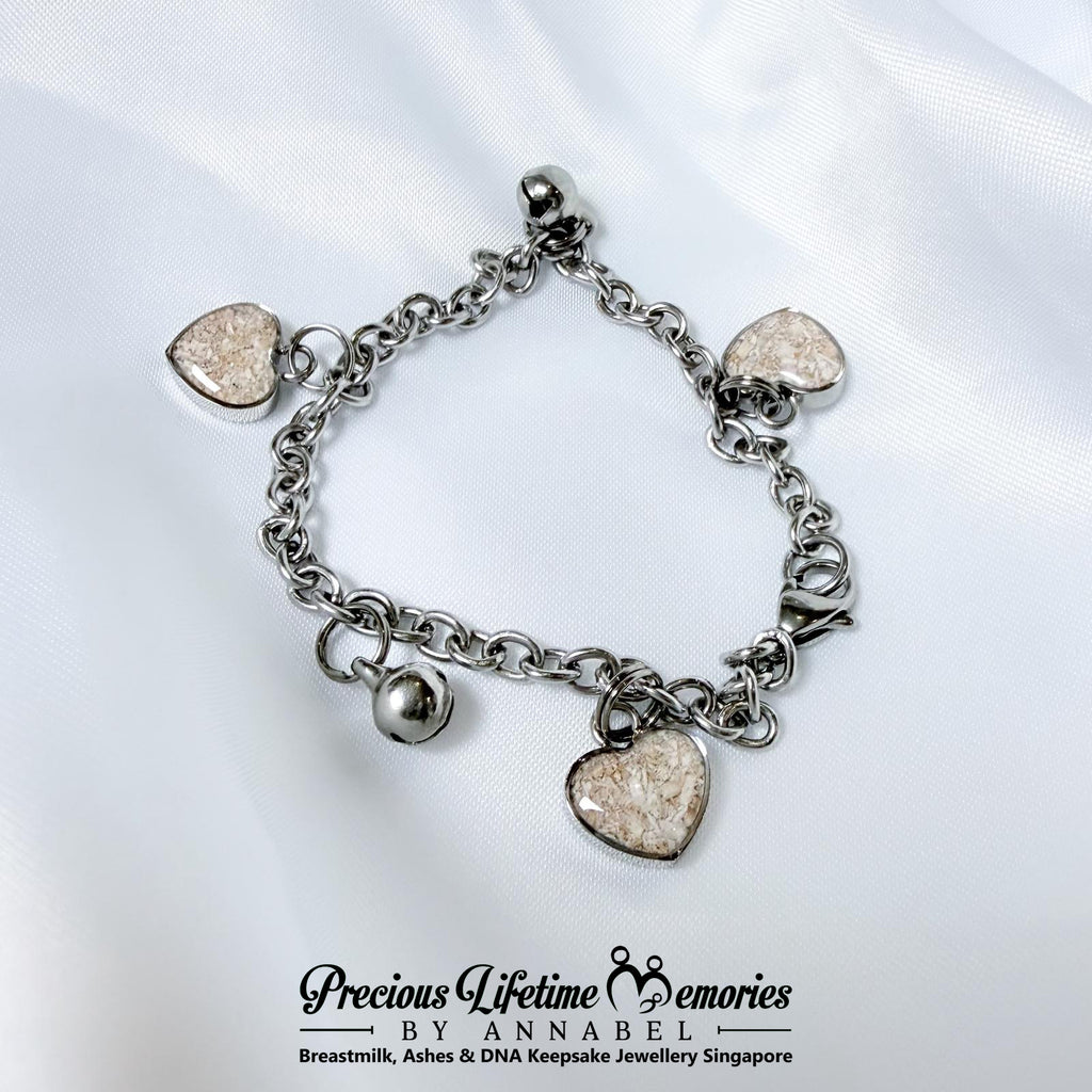 Stainless Steel Cremation Classic Ashes Heart Bracelet
