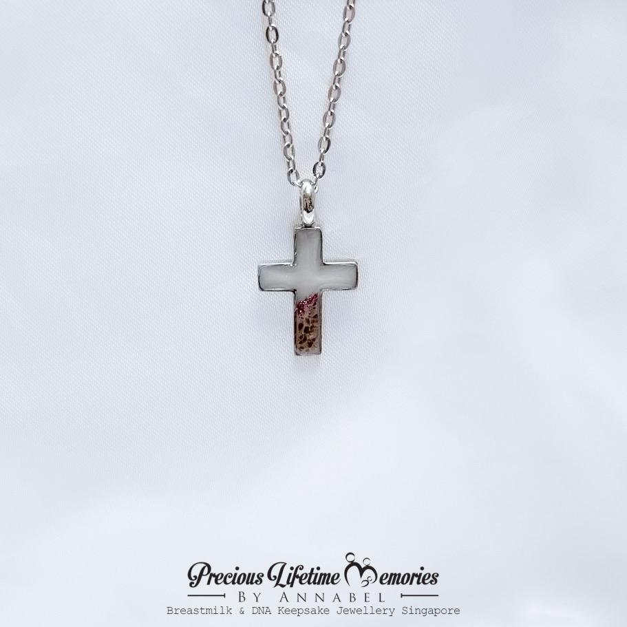 Cross of Love Breastmilk, Umbilical Cord Necklace Pendant