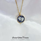 Galaxy Blue Silver Baby Feet Breastmilk Pendant (18mm)